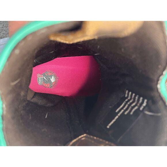 Women's Justin Gypsy Square Toe Boots Size 7B Brown/Turquoise Great Condition - Picture 8 of 9